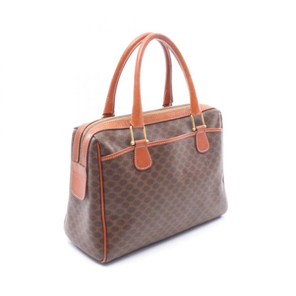 Celine Tote Macadam Dark Brown Canvas Leather Handbag - Picture 2 of 9